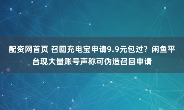 配资网首页 召回充电宝申请9.9元包过？闲鱼平台现大量账号声称可伪造召回申请