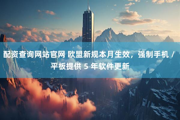 配资查询网站官网 欧盟新规本月生效，强制手机 / 平板提供 5 年软件更新