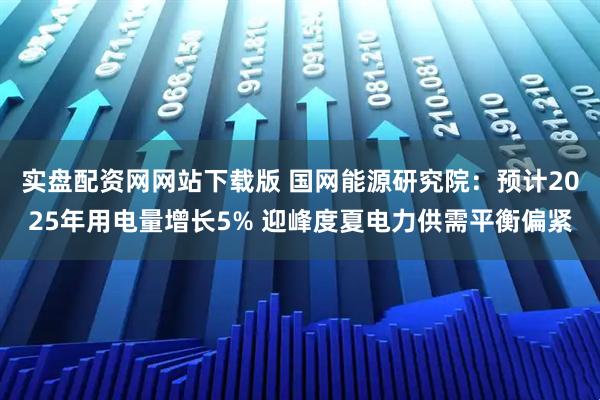 实盘配资网网站下载版 国网能源研究院：预计2025年用电量增长5% 迎峰度夏电力供需平衡偏紧